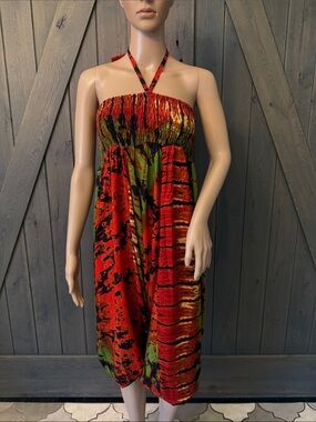 Versatile Red & Green Pant or Sundress